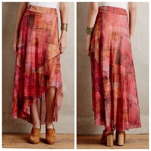 Anthropologie Weston Boho Asymmetrical Maxi Skirt Size XS